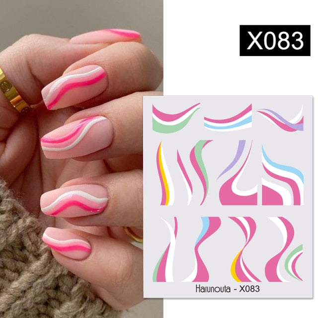 Harunouta Spring Simple Green Theme Water Decal Sticker Flower Leaf Tree Summer DIY Slider For Manicuring Nail Art Watermarks