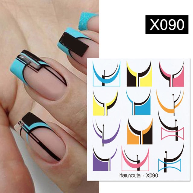 Harunouta Spring Simple Green Theme Water Decal Sticker Flower Leaf Tree Summer DIY Slider For Manicuring Nail Art Watermarks