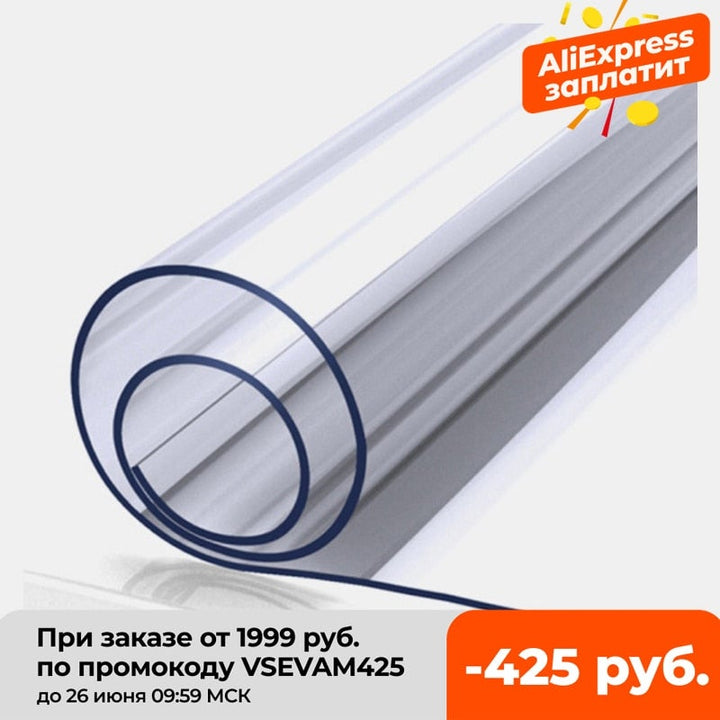 PVC Table Mat Transparent D' Waterproof Tablecloth Oil Tablecloth with Kitchen Pattern Glass Soft Cloth table cover 1.0 mm