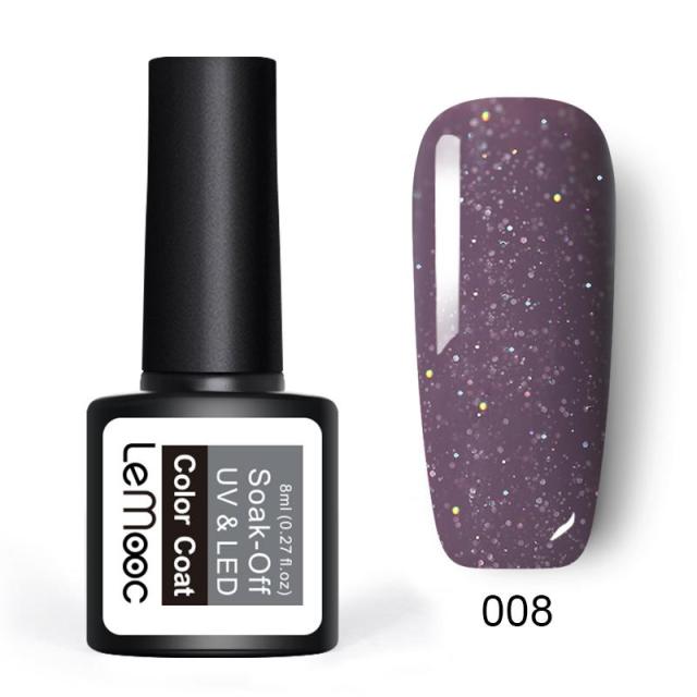LEMOOC Nail Gel Polish Spring Summer Color Varnishes Glitter Sequins Soak Off Semi Permanant UV LED Nail Art Hybrid Lacquers