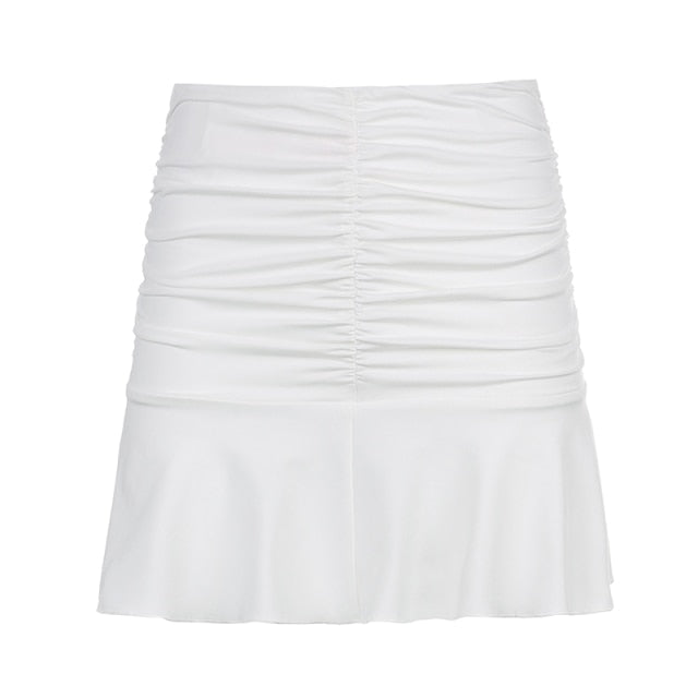 Waatfaak High Waist Tennis Skirt Pleated Embroidery Striped A Line Korean Skirts Short Black Sexy Harajuku Skirt White Autumn