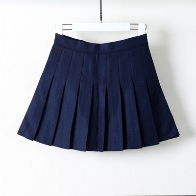 Pleated Skirt Student 2021 Spring Summer Preppy White Black Short Skirt Cute Korean Ladies High-waisted A Line Skirts Asian Size