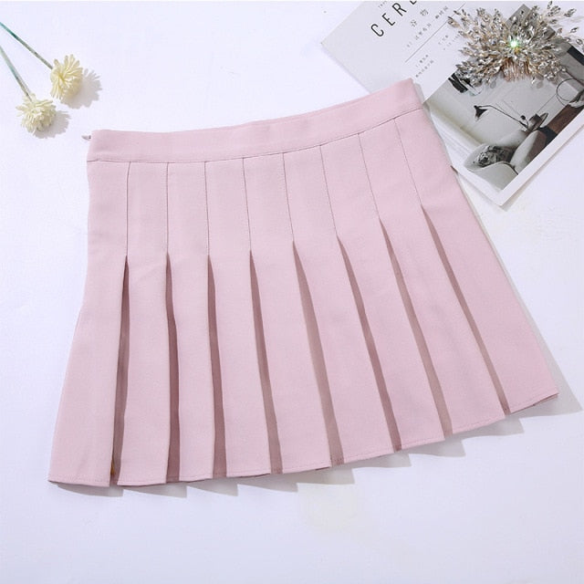 Pleated Skirt Student 2021 Spring Summer Preppy White Black Short Skirt Cute Korean Ladies High-waisted A Line Skirts Asian Size