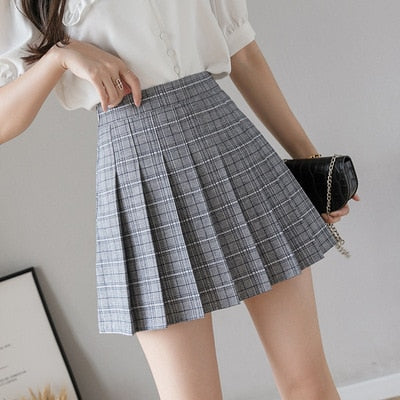 Pleated Skirt Student 2021 Spring Summer Preppy White Black Short Skirt Cute Korean Ladies High-waisted A Line Skirts Asian Size