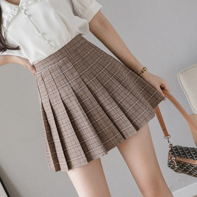 Pleated Skirt Student 2021 Spring Summer Preppy White Black Short Skirt Cute Korean Ladies High-waisted A Line Skirts Asian Size