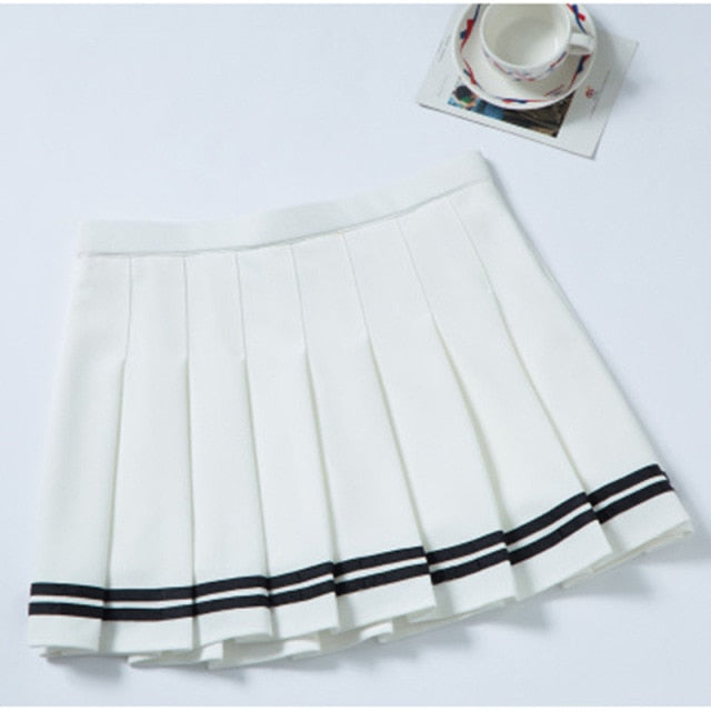 Pleated Skirt Student 2021 Spring Summer Preppy White Black Short Skirt Cute Korean Ladies High-waisted A Line Skirts Asian Size