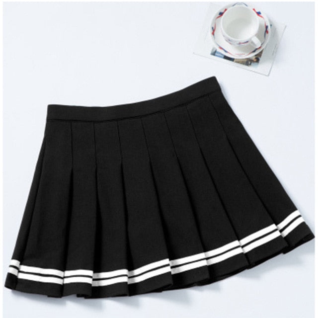 Pleated Skirt Student 2021 Spring Summer Preppy White Black Short Skirt Cute Korean Ladies High-waisted A Line Skirts Asian Size