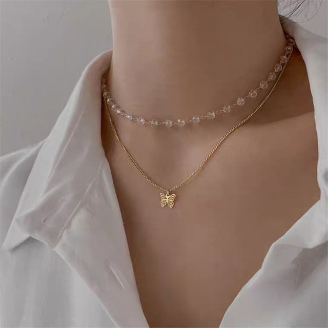 Punk Style Butterfly Choker Clavicle Necklace Jewelry Women Collares Gothic Hip Hop Link Chain Necklace Collares Mujer Jewlery