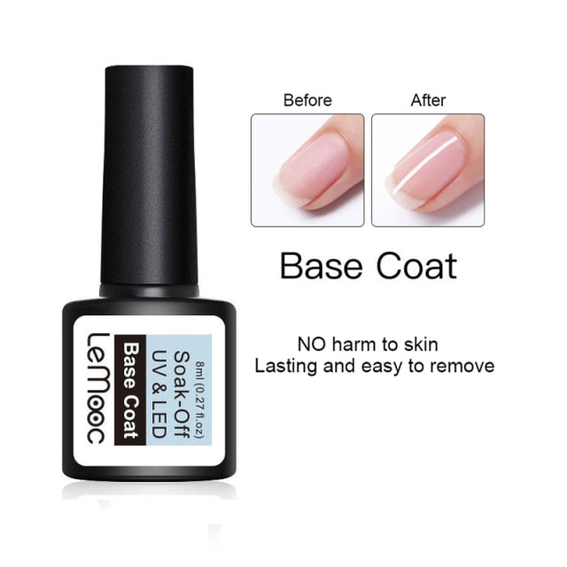 LEMOOC Nail Gel Polish Spring Summer Color Varnishes Glitter Sequins Soak Off Semi Permanant UV LED Nail Art Hybrid Lacquers