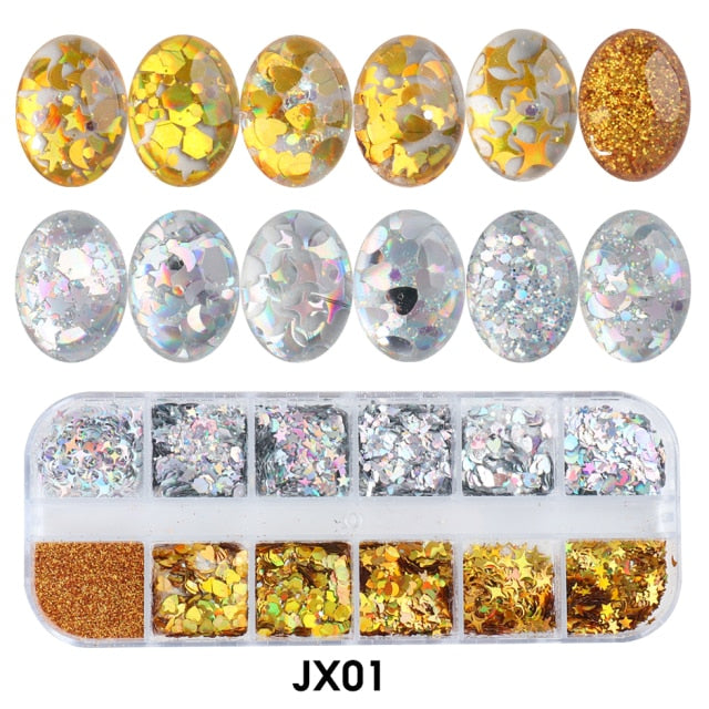 Sparkly Foil Nails Sequins Irregular Aluminum Gold Red Summer Design Set Nail Glitter Flakes Gel DIY Manicure Accessories CH950