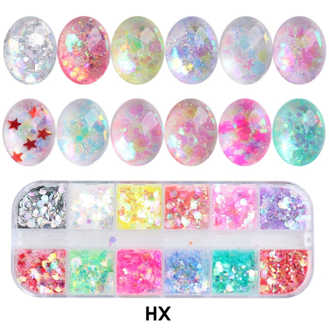 Sparkly Foil Nails Sequins Irregular Aluminum Gold Red Summer Design Set Nail Glitter Flakes Gel DIY Manicure Accessories CH950