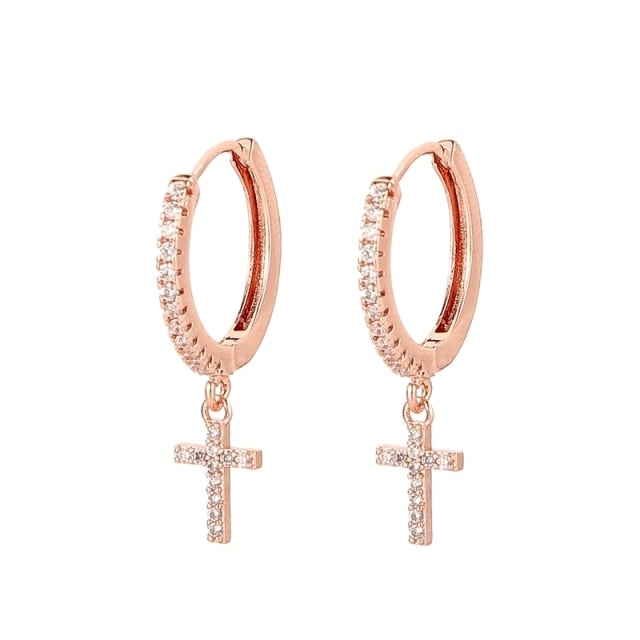 SIPENGJEL Fashion Gold Circle Hoop Earrings For Women Cross Star Moon Eye Drop Dangle Earrings Party Jewelry