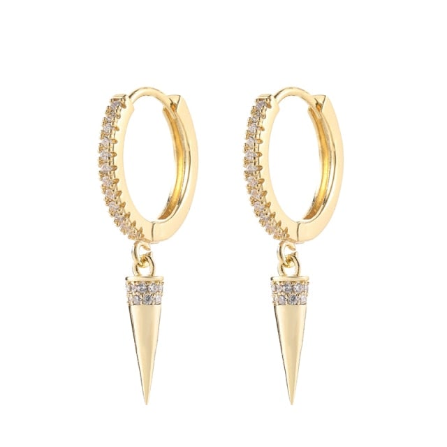 SIPENGJEL Fashion Gold Circle Hoop Earrings For Women Cross Star Moon Eye Drop Dangle Earrings Party Jewelry