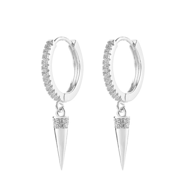 SIPENGJEL Fashion Gold Circle Hoop Earrings For Women Cross Star Moon Eye Drop Dangle Earrings Party Jewelry