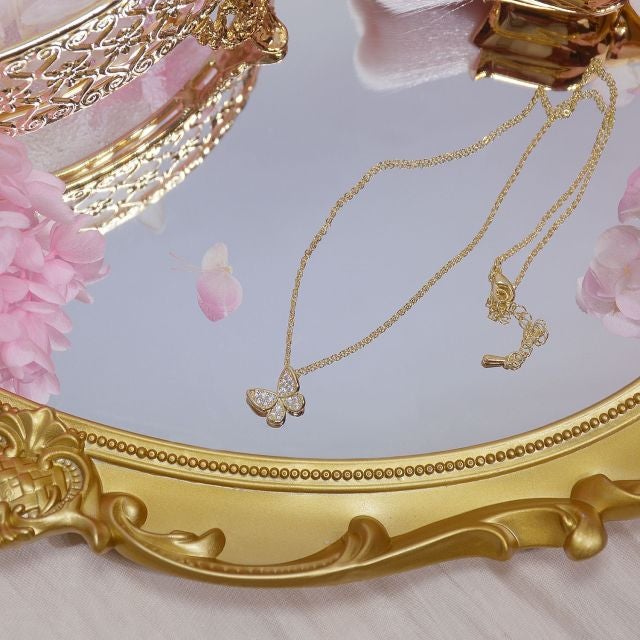 Luxury Cubic Zircon Butterfly Pendant&necklaces for Women Delicate Jewelry 14K Gold Plated Chain Choker Necklaces