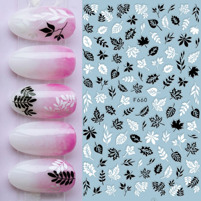 Summer Tropical Beach Coconut Tree Slippers 3D Nail Sticker Leaves Shell Transfer Decals Slider Decoration Manicures