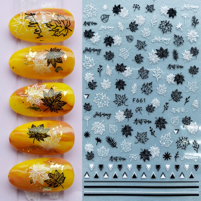 Summer Tropical Beach Coconut Tree Slippers 3D Nail Sticker Leaves Shell Transfer Decals Slider Decoration Manicures
