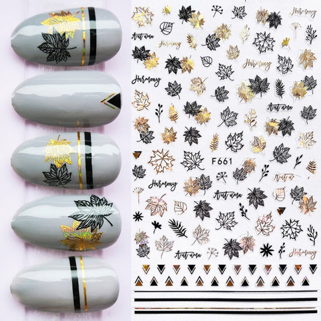 Summer Tropical Beach Coconut Tree Slippers 3D Nail Sticker Leaves Shell Transfer Decals Slider Decoration Manicures
