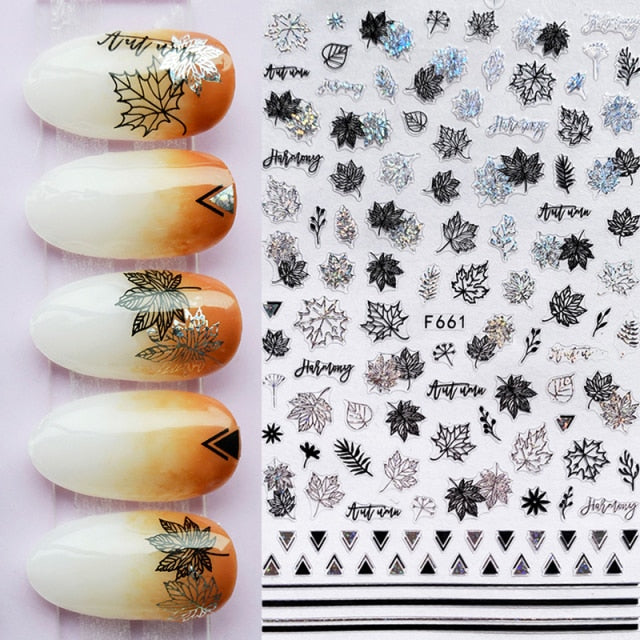 Summer Tropical Beach Coconut Tree Slippers 3D Nail Sticker Leaves Shell Transfer Decals Slider Decoration Manicures