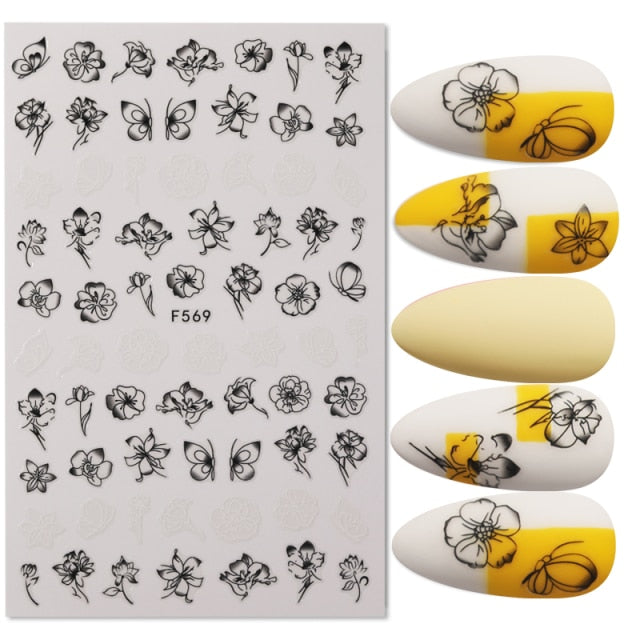Summer Tropical Beach Coconut Tree Slippers 3D Nail Sticker Leaves Shell Transfer Decals Slider Decoration Manicures