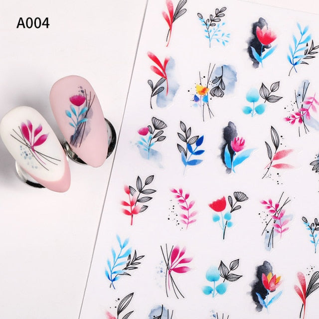 Summer Tropical Beach Coconut Tree Slippers 3D Nail Sticker Leaves Shell Transfer Decals Slider Decoration Manicures