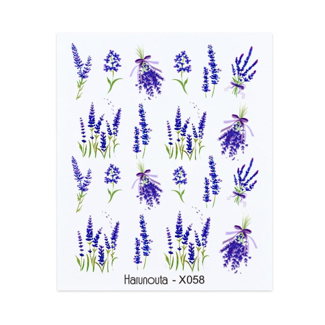 1PC Leaves Flowers Ink Blooming Nail Sticker 3D Geometric Lines Decals Summer DIY Slider For Manicuring Nail Art Watermarks