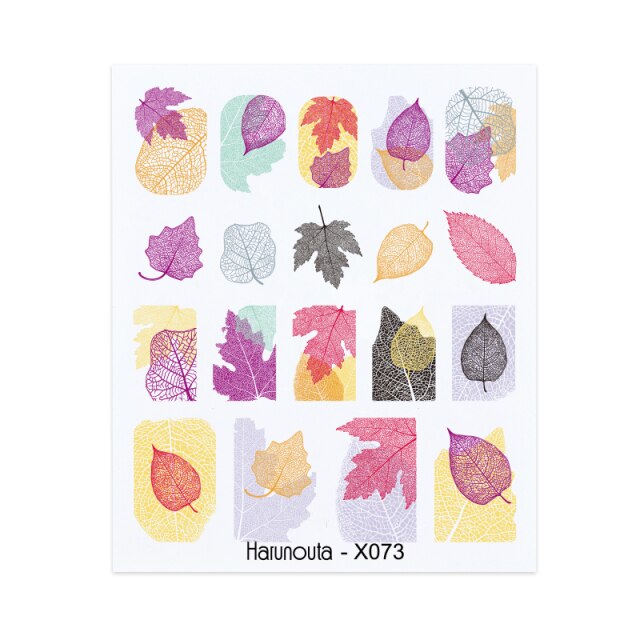 1PC Leaves Flowers Ink Blooming Nail Sticker 3D Geometric Lines Decals Summer DIY Slider For Manicuring Nail Art Watermarks