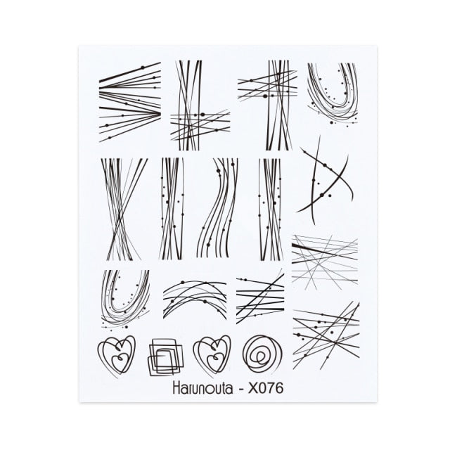 1PC Leaves Flowers Ink Blooming Nail Sticker 3D Geometric Lines Decals Summer DIY Slider For Manicuring Nail Art Watermarks