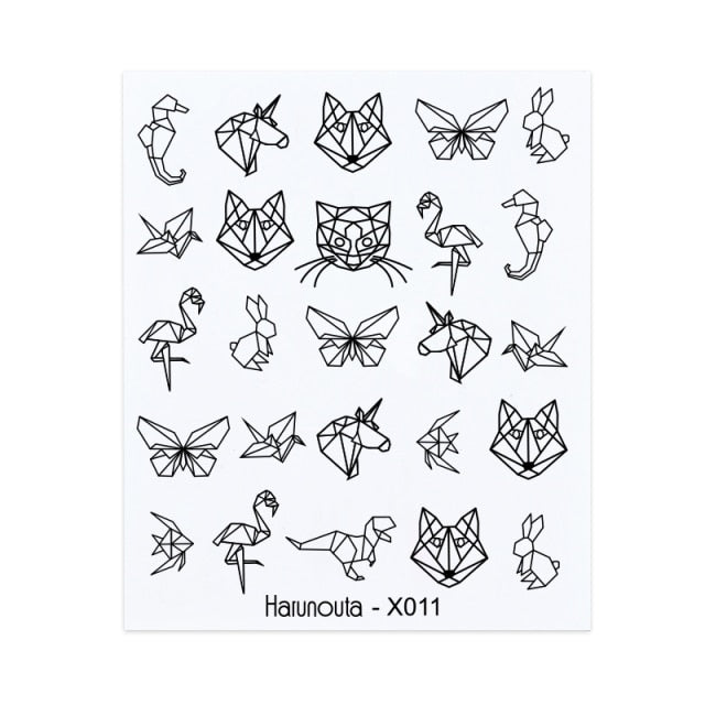 1PC Leaves Flowers Ink Blooming Nail Sticker 3D Geometric Lines Decals Summer DIY Slider For Manicuring Nail Art Watermarks