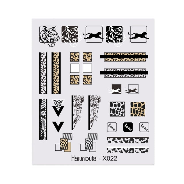 1PC Leaves Flowers Ink Blooming Nail Sticker 3D Geometric Lines Decals Summer DIY Slider For Manicuring Nail Art Watermarks