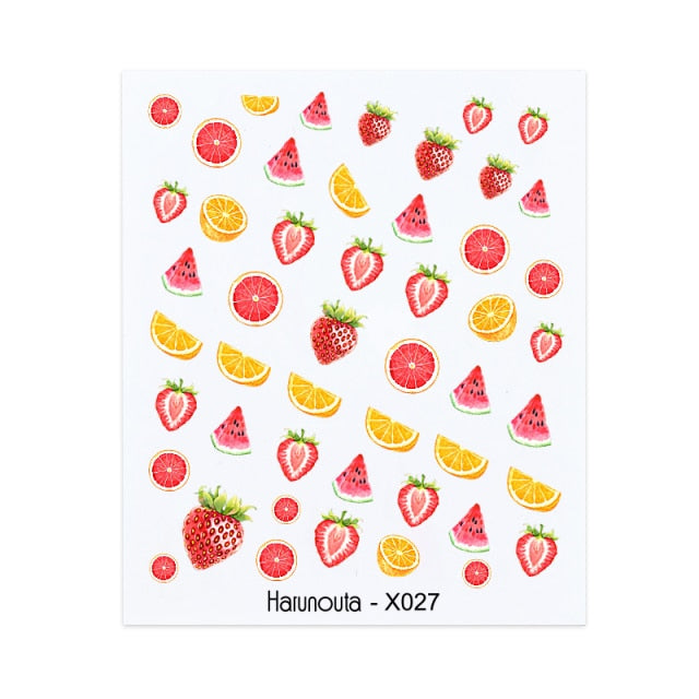1PC Leaves Flowers Ink Blooming Nail Sticker 3D Geometric Lines Decals Summer DIY Slider For Manicuring Nail Art Watermarks