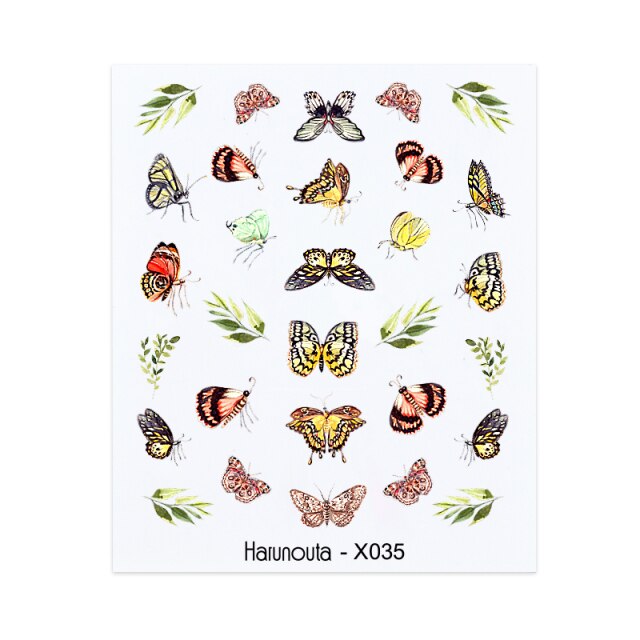 1PC Leaves Flowers Ink Blooming Nail Sticker 3D Geometric Lines Decals Summer DIY Slider For Manicuring Nail Art Watermarks