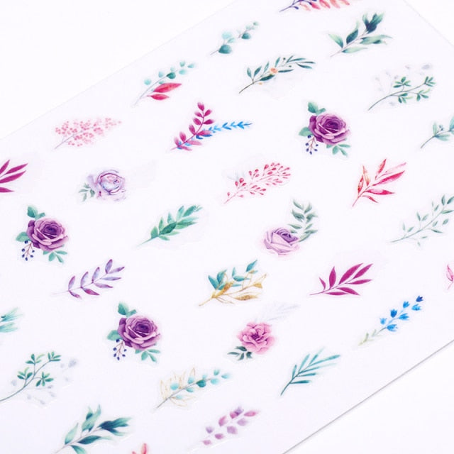 1PC Leaves Flowers Ink Blooming Nail Sticker 3D Geometric Lines Decals Summer DIY Slider For Manicuring Nail Art Watermarks