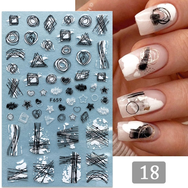 Gold Silver 3D DIY Sticker Leaf Leaves Flower Stickers for Nails Laser Holpgraphics Transfer Decal Spring Summer Series Slider