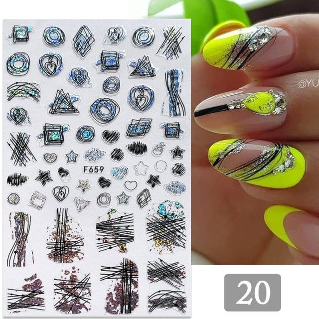 Gold Silver 3D DIY Sticker Leaf Leaves Flower Stickers for Nails Laser Holpgraphics Transfer Decal Spring Summer Series Slider
