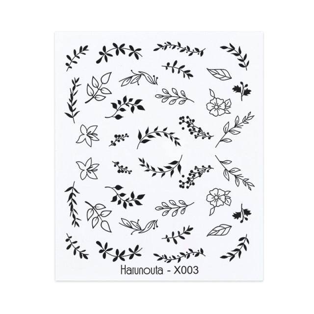 Gold Silver 3D DIY Sticker Leaf Leaves Flower Stickers for Nails Laser Holpgraphics Transfer Decal Spring Summer Series Slider