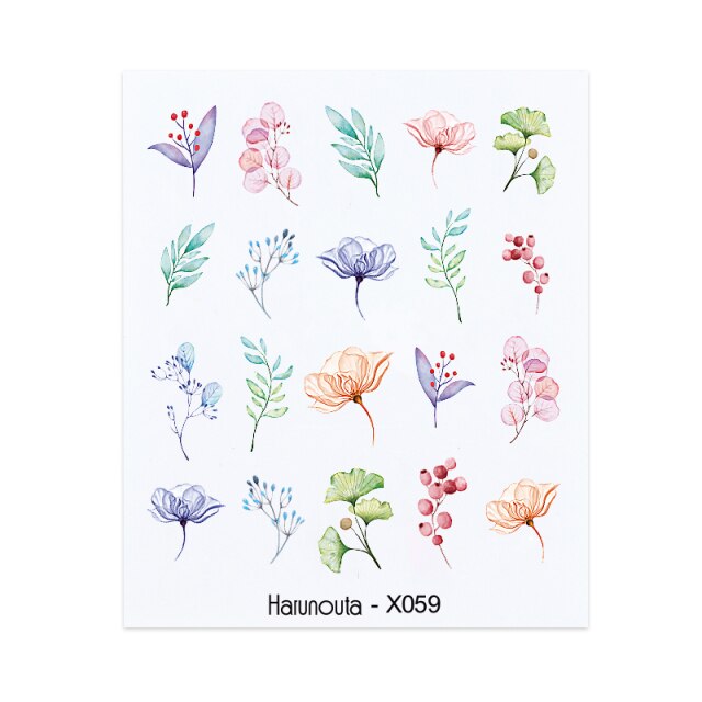 Gold Silver 3D DIY Sticker Leaf Leaves Flower Stickers for Nails Laser Holpgraphics Transfer Decal Spring Summer Series Slider
