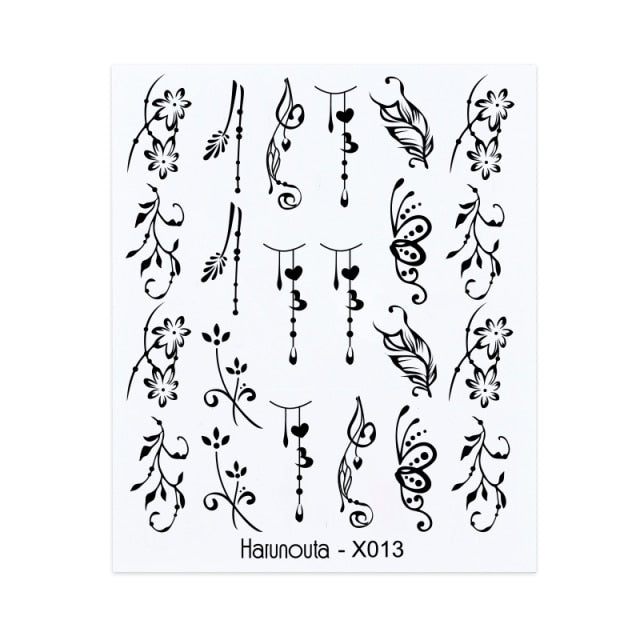 Gold Silver 3D DIY Sticker Leaf Leaves Flower Stickers for Nails Laser Holpgraphics Transfer Decal Spring Summer Series Slider
