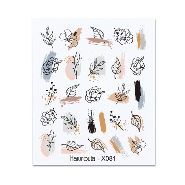 Gold Silver 3D DIY Sticker Leaf Leaves Flower Stickers for Nails Laser Holpgraphics Transfer Decal Spring Summer Series Slider