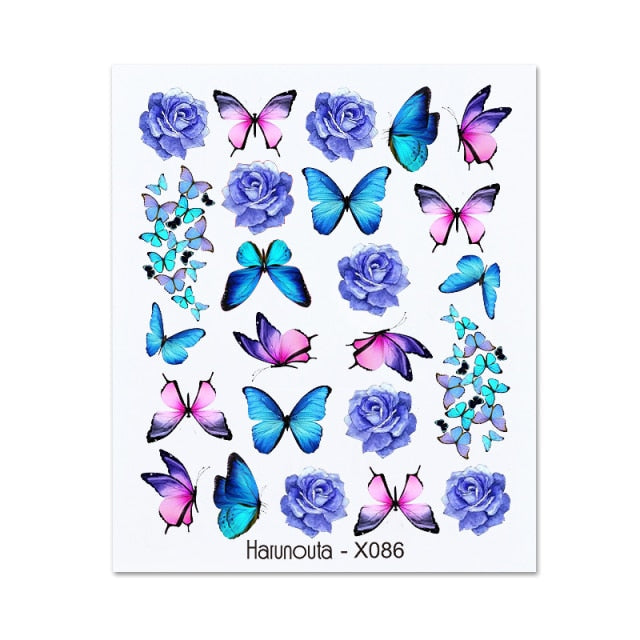 Gold Silver 3D DIY Sticker Leaf Leaves Flower Stickers for Nails Laser Holpgraphics Transfer Decal Spring Summer Series Slider