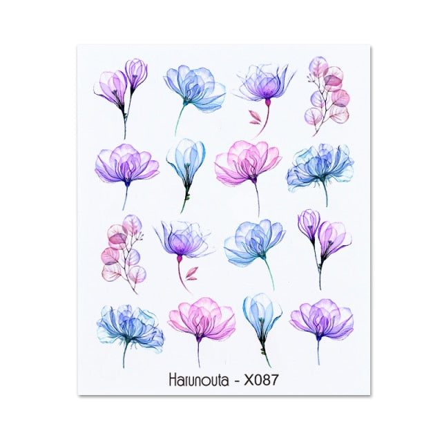 Gold Silver 3D DIY Sticker Leaf Leaves Flower Stickers for Nails Laser Holpgraphics Transfer Decal Spring Summer Series Slider