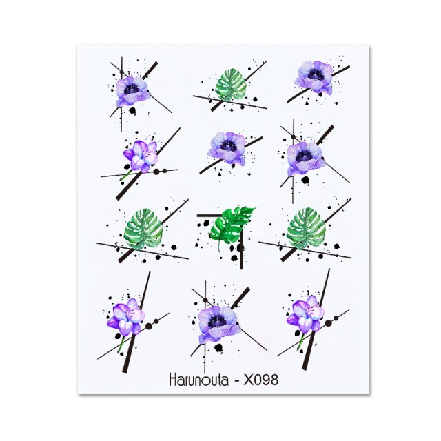 Gold Silver 3D DIY Sticker Leaf Leaves Flower Stickers for Nails Laser Holpgraphics Transfer Decal Spring Summer Series Slider