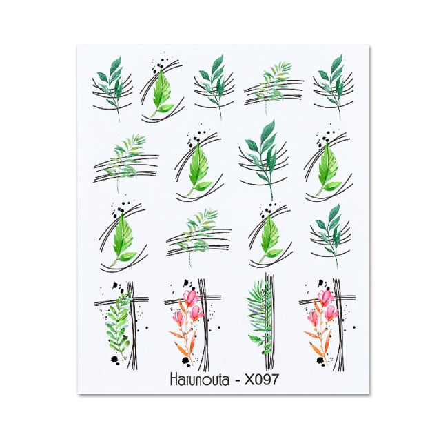 Gold Silver 3D DIY Sticker Leaf Leaves Flower Stickers for Nails Laser Holpgraphics Transfer Decal Spring Summer Series Slider