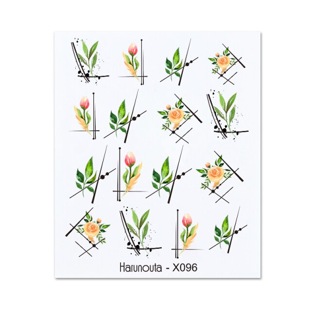 Gold Silver 3D DIY Sticker Leaf Leaves Flower Stickers for Nails Laser Holpgraphics Transfer Decal Spring Summer Series Slider