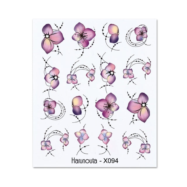 Gold Silver 3D DIY Sticker Leaf Leaves Flower Stickers for Nails Laser Holpgraphics Transfer Decal Spring Summer Series Slider