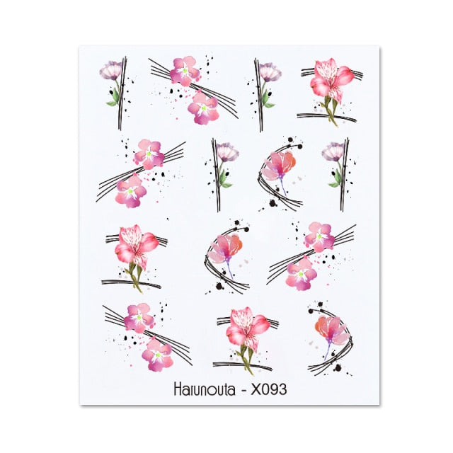 Gold Silver 3D DIY Sticker Leaf Leaves Flower Stickers for Nails Laser Holpgraphics Transfer Decal Spring Summer Series Slider