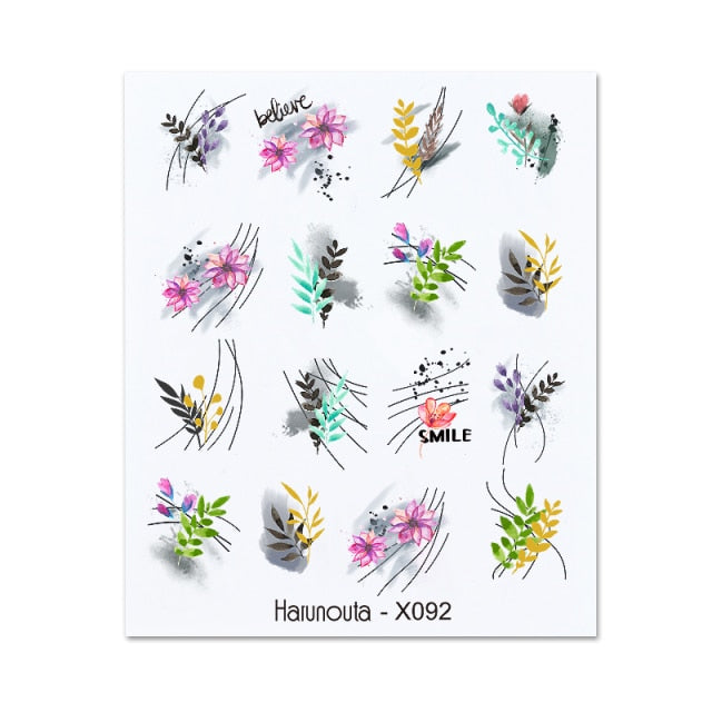 Gold Silver 3D DIY Sticker Leaf Leaves Flower Stickers for Nails Laser Holpgraphics Transfer Decal Spring Summer Series Slider