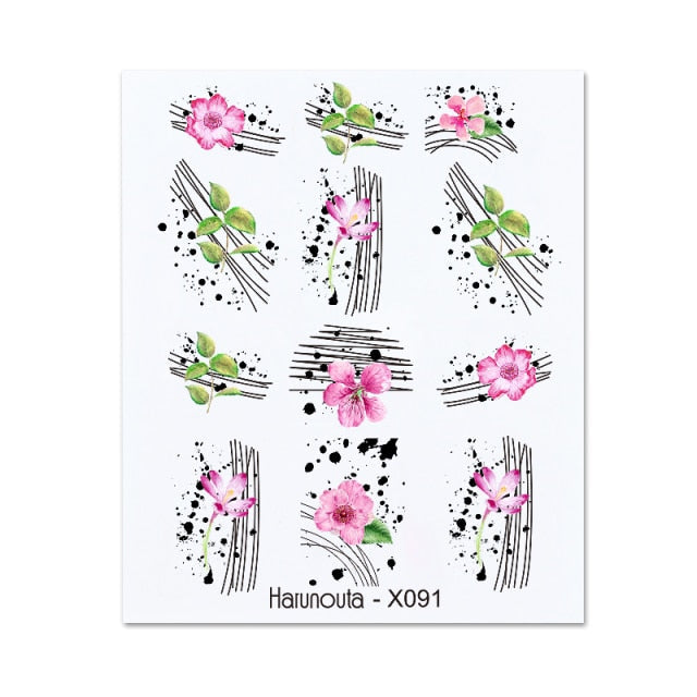 Gold Silver 3D DIY Sticker Leaf Leaves Flower Stickers for Nails Laser Holpgraphics Transfer Decal Spring Summer Series Slider
