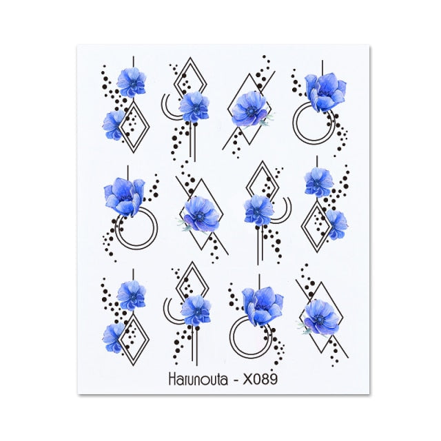 Gold Silver 3D DIY Sticker Leaf Leaves Flower Stickers for Nails Laser Holpgraphics Transfer Decal Spring Summer Series Slider