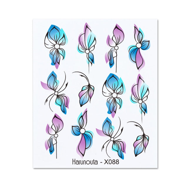 Gold Silver 3D DIY Sticker Leaf Leaves Flower Stickers for Nails Laser Holpgraphics Transfer Decal Spring Summer Series Slider